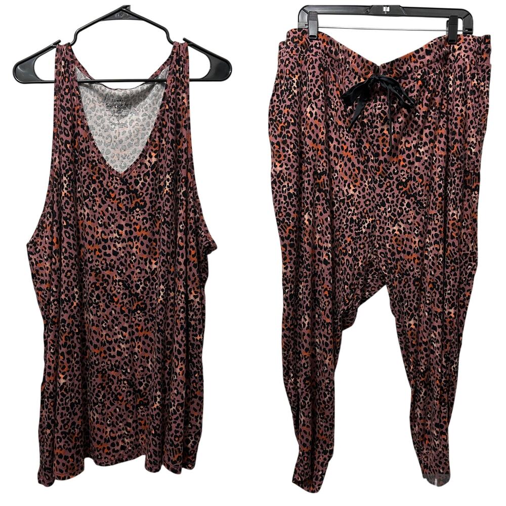 Torrid Super Soft Sleep Leopard Print Lounge Pajama Set Size 4/4X